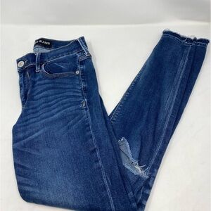 Women’s Express Blue Ripped Jean Mid-rise Leggings Size 4